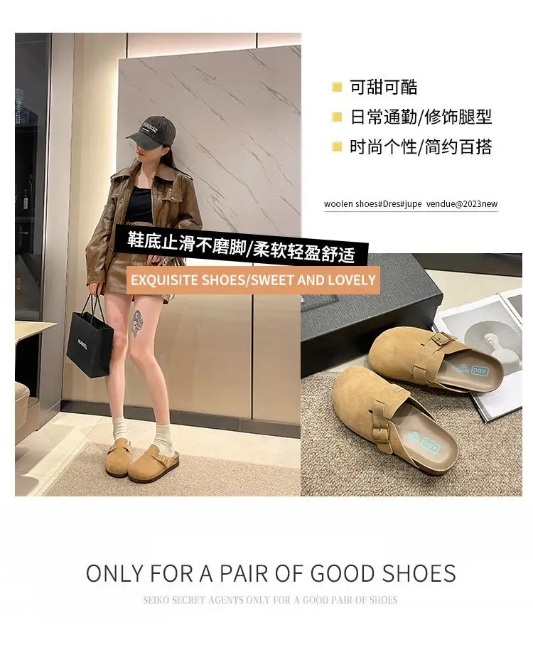 New Style Birkenstock-Style Women's Thick-Soled Retro Casual Non-Slip Closed-Toe Half-Slipper European and American Style Wear-Resistant Flat Shoes — feature 26