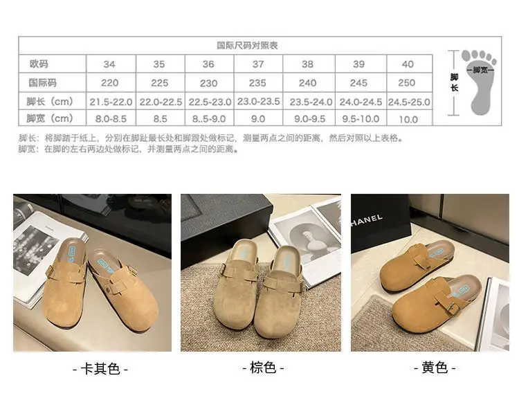 New Style Birkenstock-Style Women's Thick-Soled Retro Casual Non-Slip Closed-Toe Half-Slipper European and American Style Wear-Resistant Flat Shoes — feature 28