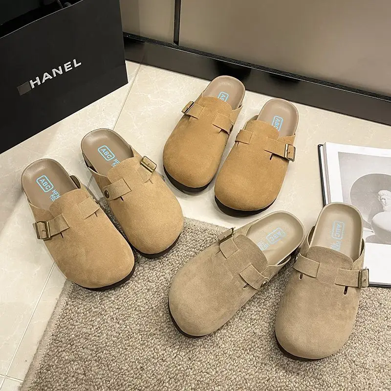 New Style Birkenstock-Style Women's Thick-Soled Retro Casual Non-Slip Closed-Toe Half-Slipper European and American Style Wear-Resistant Flat Shoes — feature 34