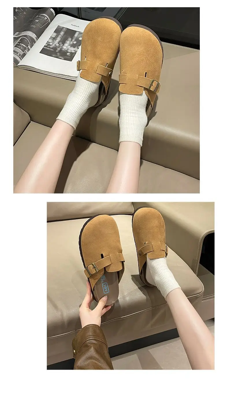 New Style Birkenstock-Style Women's Thick-Soled Retro Casual Non-Slip Closed-Toe Half-Slipper European and American Style Wear-Resistant Flat Shoes — feature 35