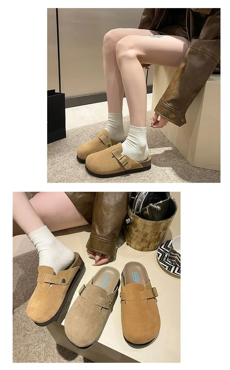 New Style Birkenstock-Style Women's Thick-Soled Retro Casual Non-Slip Closed-Toe Half-Slipper European and American Style Wear-Resistant Flat Shoes — feature 36