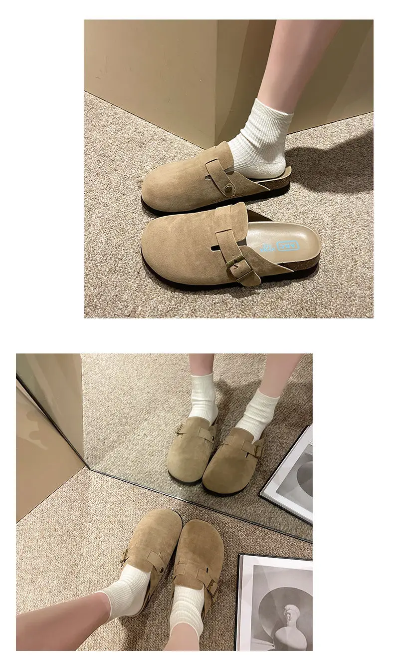New Style Birkenstock-Style Women's Thick-Soled Retro Casual Non-Slip Closed-Toe Half-Slipper European and American Style Wear-Resistant Flat Shoes — feature 37