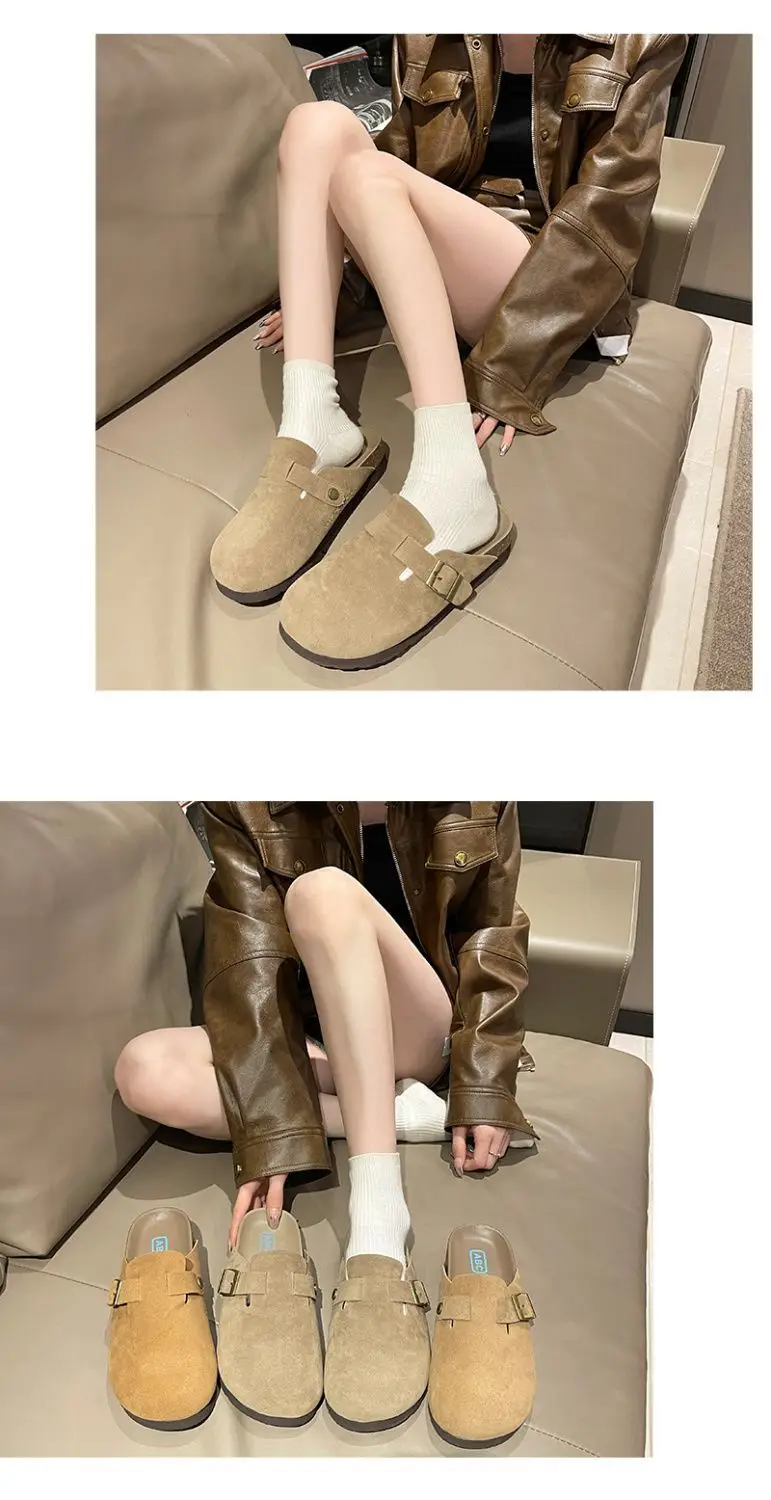 New Style Birkenstock-Style Women's Thick-Soled Retro Casual Non-Slip Closed-Toe Half-Slipper European and American Style Wear-Resistant Flat Shoes — feature 38