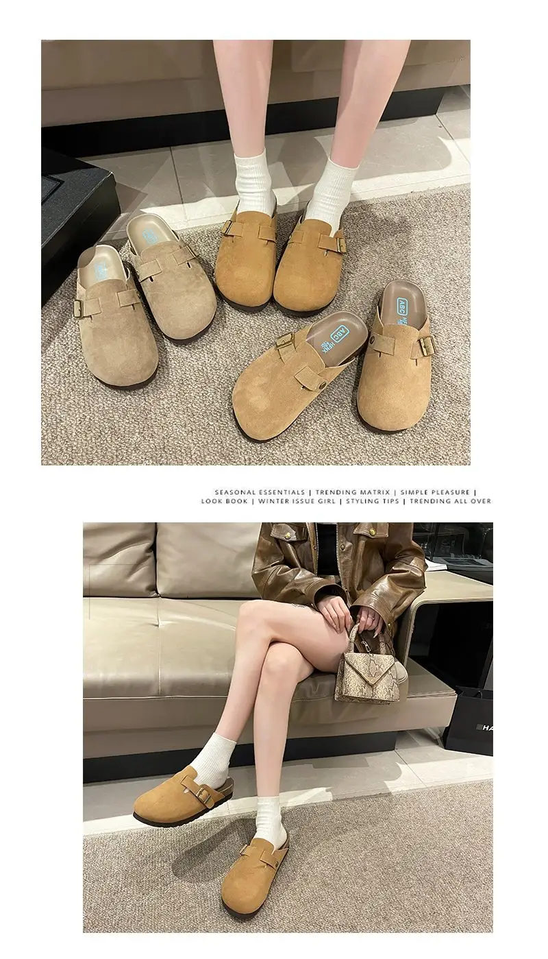 New Style Birkenstock-Style Women's Thick-Soled Retro Casual Non-Slip Closed-Toe Half-Slipper European and American Style Wear-Resistant Flat Shoes — feature 39