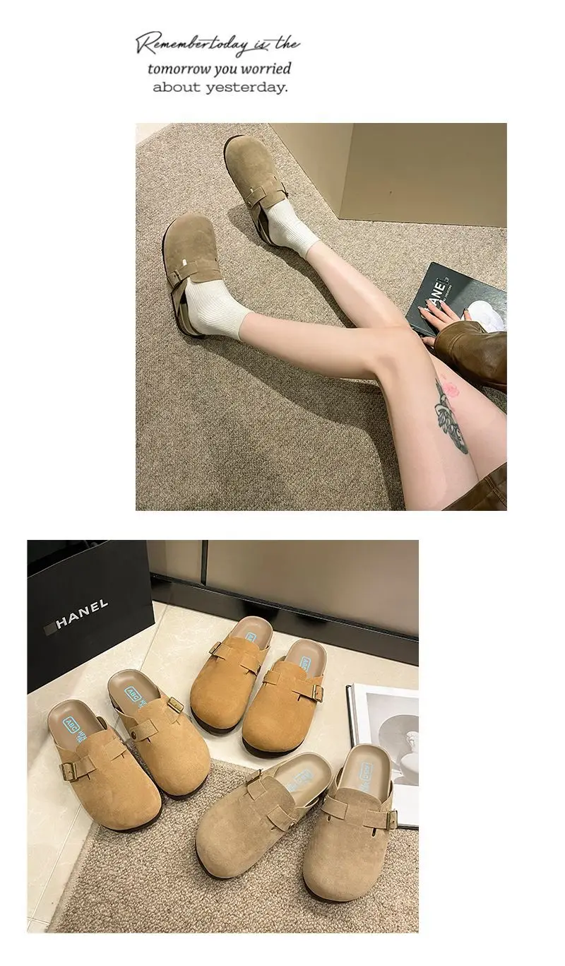 New Style Birkenstock-Style Women's Thick-Soled Retro Casual Non-Slip Closed-Toe Half-Slipper European and American Style Wear-Resistant Flat Shoes — feature 40