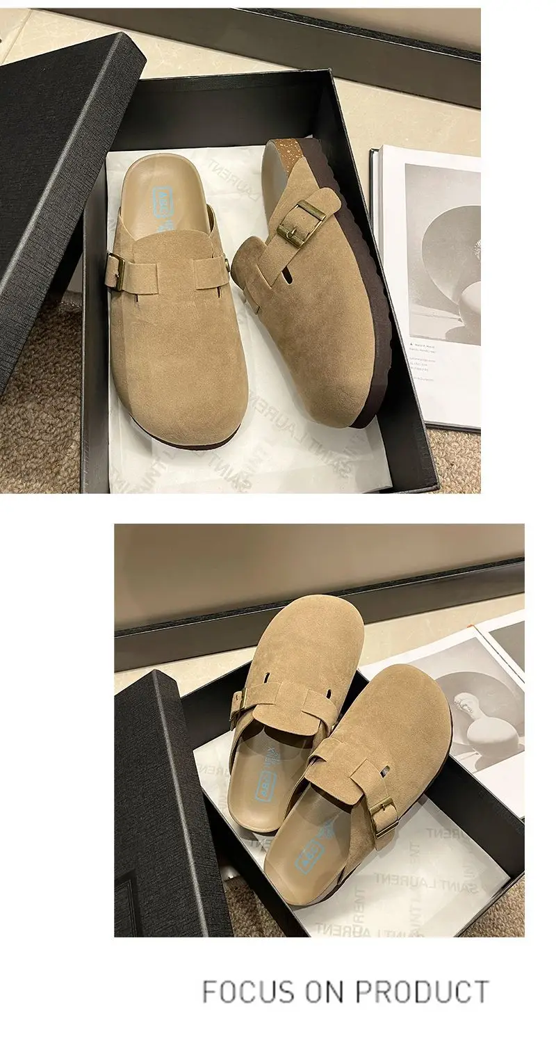 New Style Birkenstock-Style Women's Thick-Soled Retro Casual Non-Slip Closed-Toe Half-Slipper European and American Style Wear-Resistant Flat Shoes — feature 44
