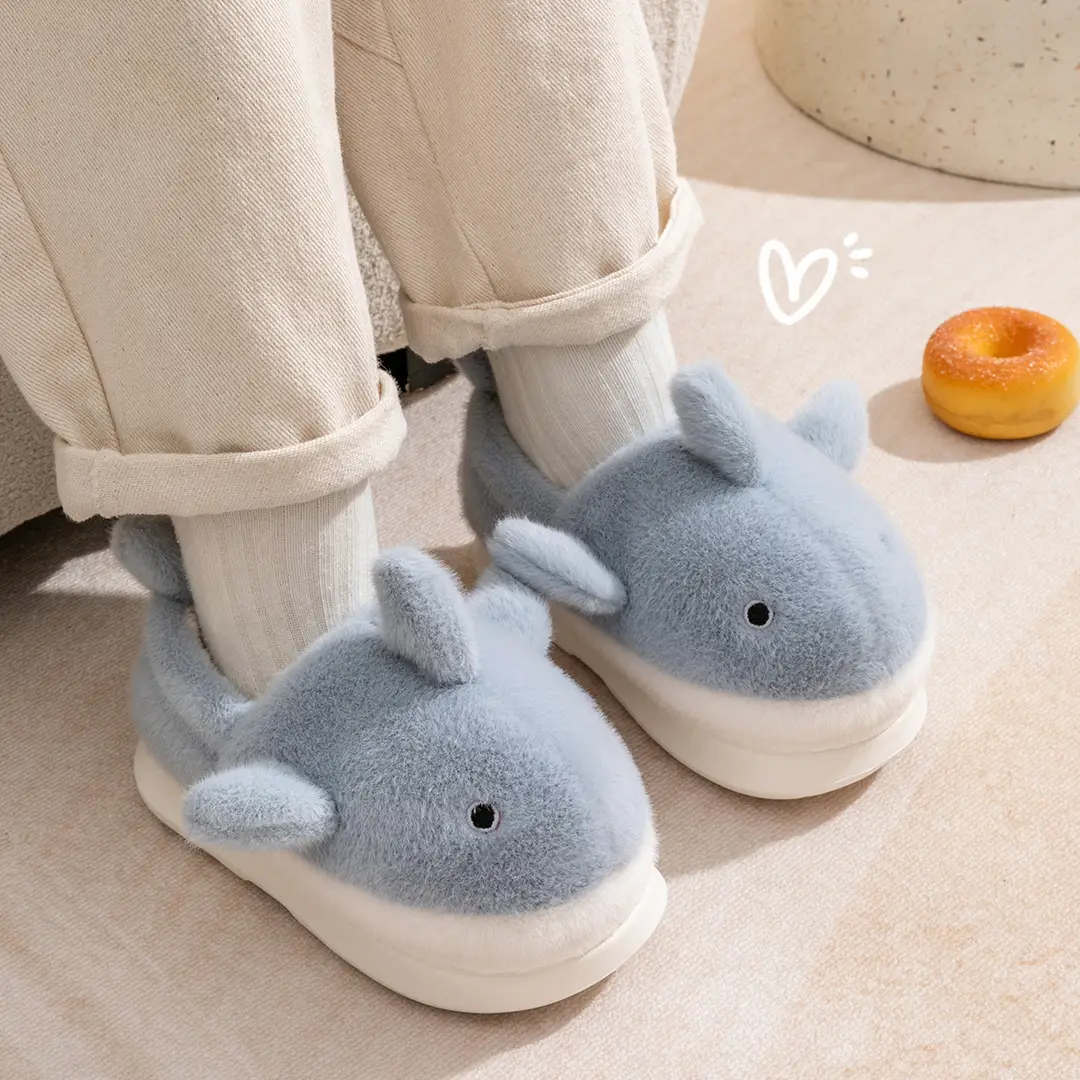 Whale cotton shoes children girls autumn and winter 2024 new indoor home warm cartoon Mao Mao slippers men - Image 3