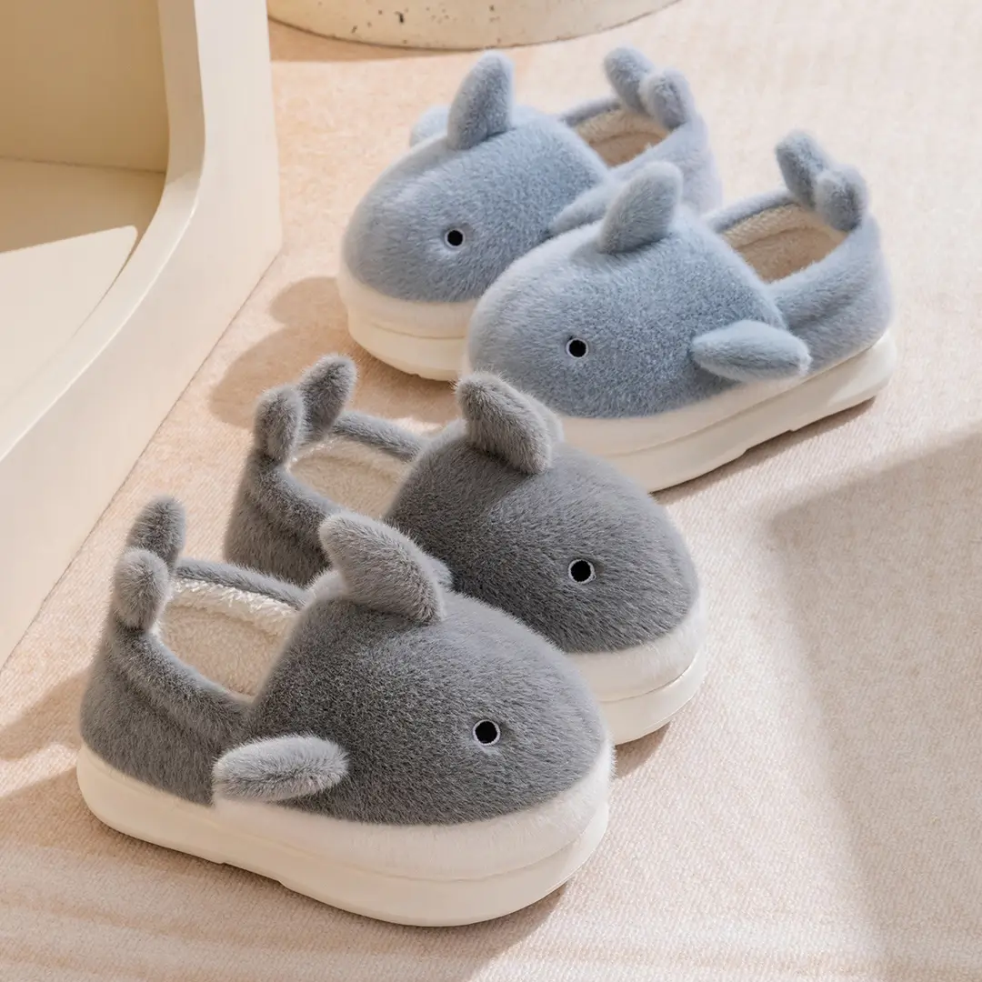 Whale cotton shoes children girls autumn and winter 2024 new indoor home warm cartoon Mao Mao slippers men - Image 4