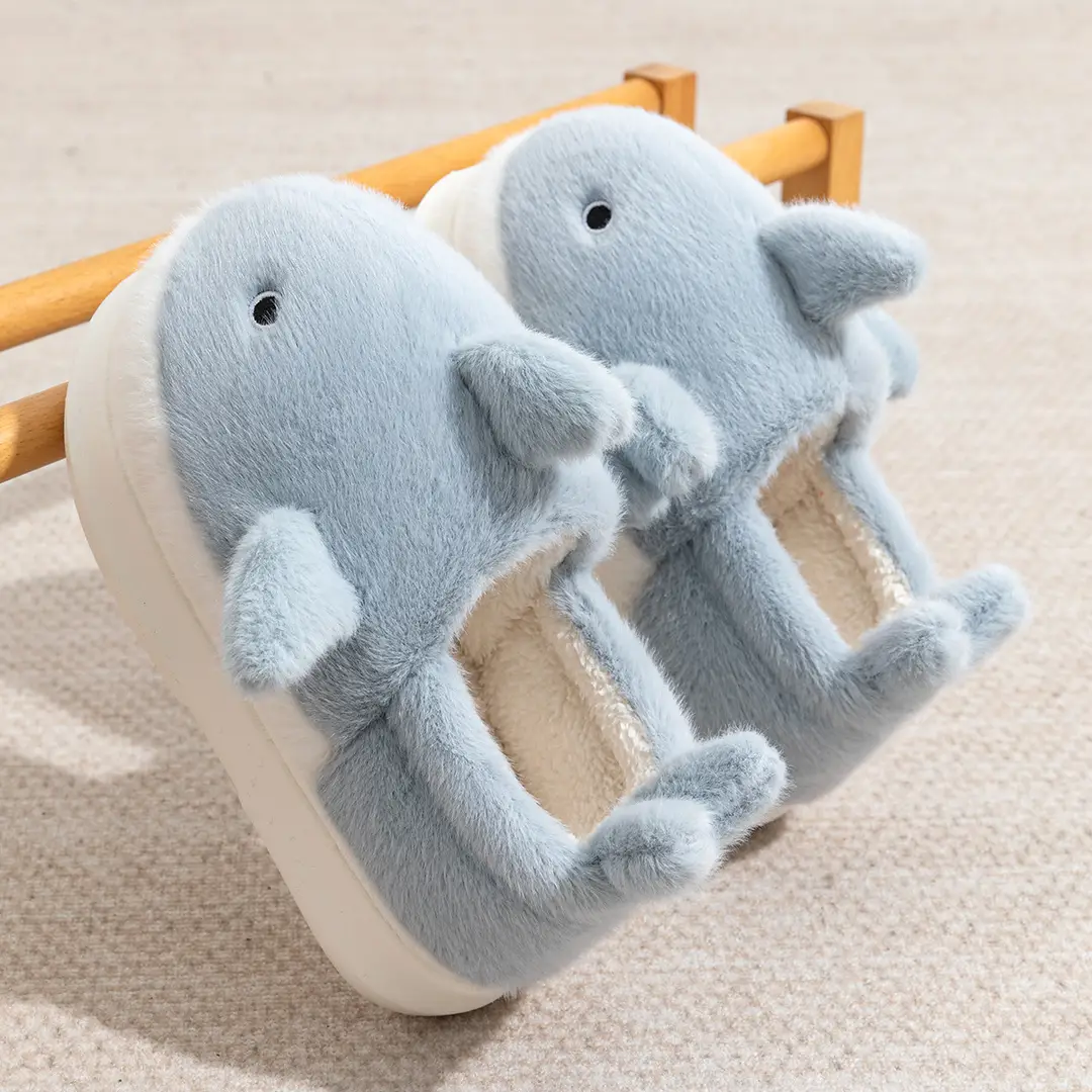 Whale cotton shoes children girls autumn and winter 2024 new indoor home warm cartoon Mao Mao slippers men - Image 5