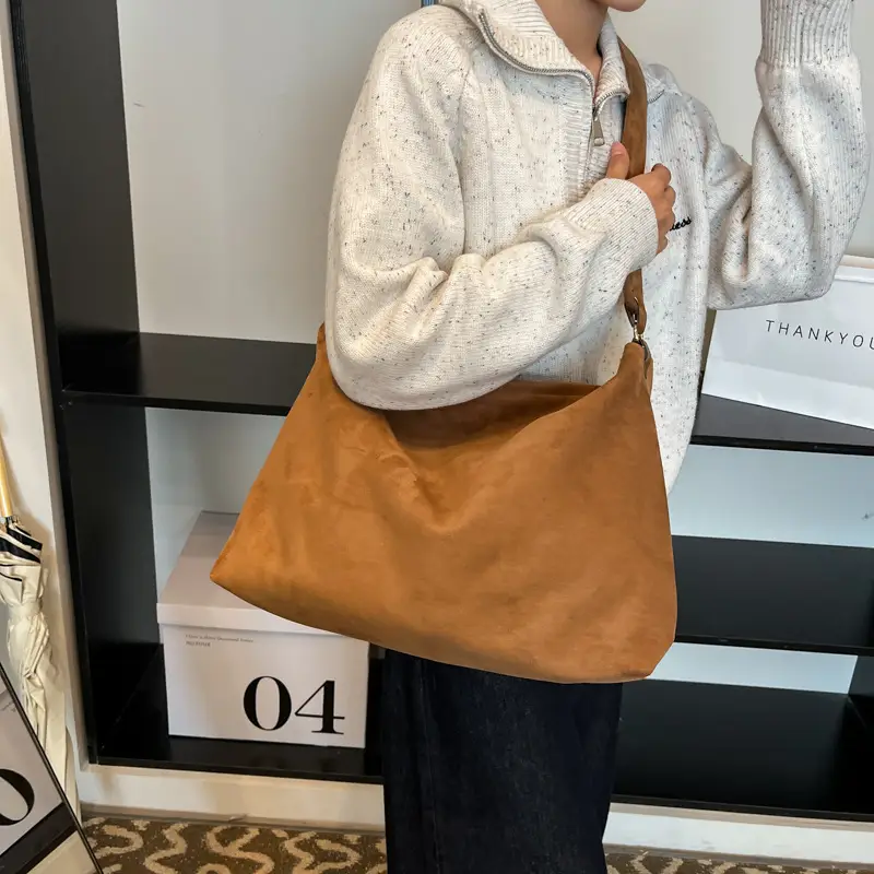 Relaxation Large Capacity Lazy Style Suede Shoulder Tote Bag - Image 7
