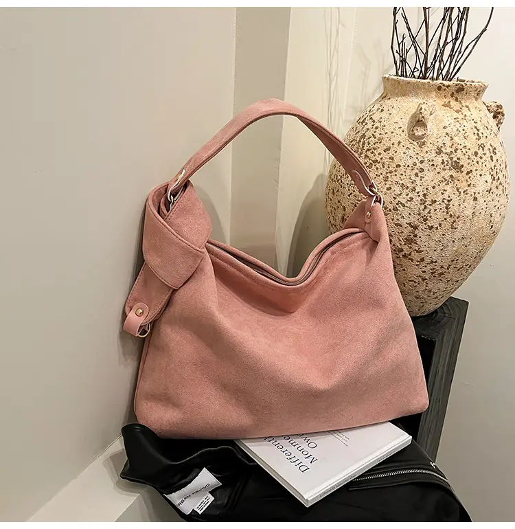 Relaxation Large Capacity Lazy Style Suede Shoulder Tote Bag — feature 13