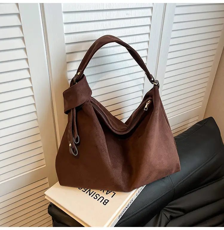 Relaxation Large Capacity Lazy Style Suede Shoulder Tote Bag — feature 19