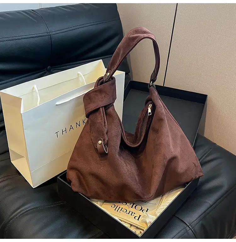 Relaxation Large Capacity Lazy Style Suede Shoulder Tote Bag — feature 21