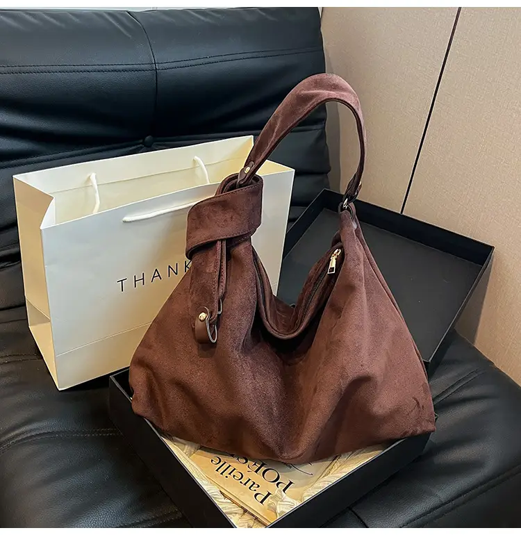 Relaxation Large Capacity Lazy Style Suede Shoulder Tote Bag — feature 22