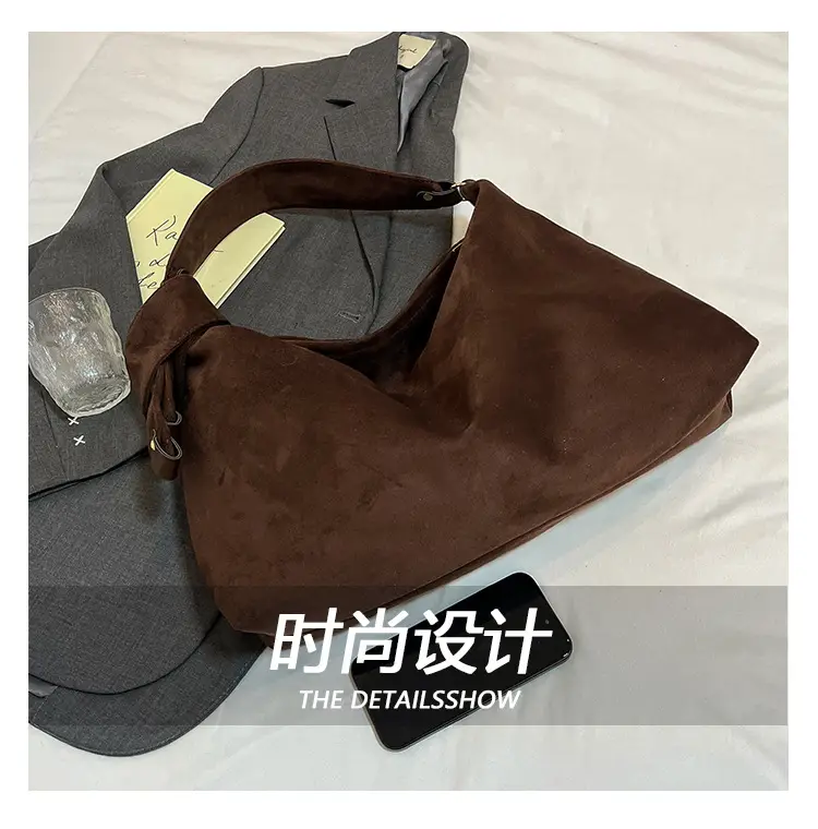 Relaxation Large Capacity Lazy Style Suede Shoulder Tote Bag — feature 9