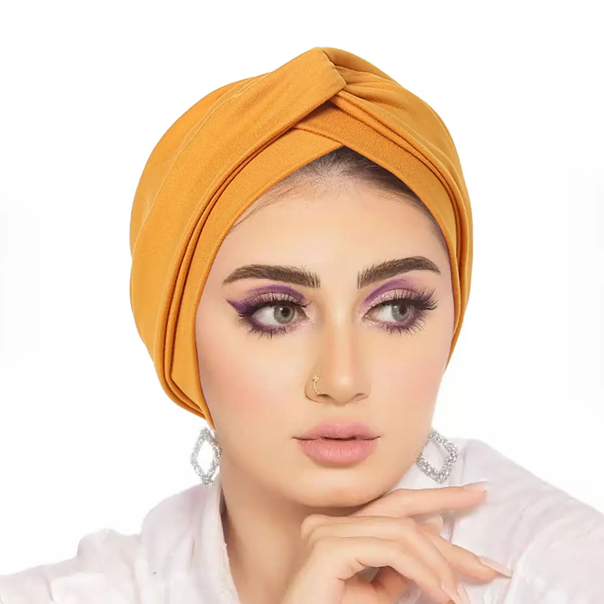 Black Cross-Bottom Muslim Cap with Pleated Design