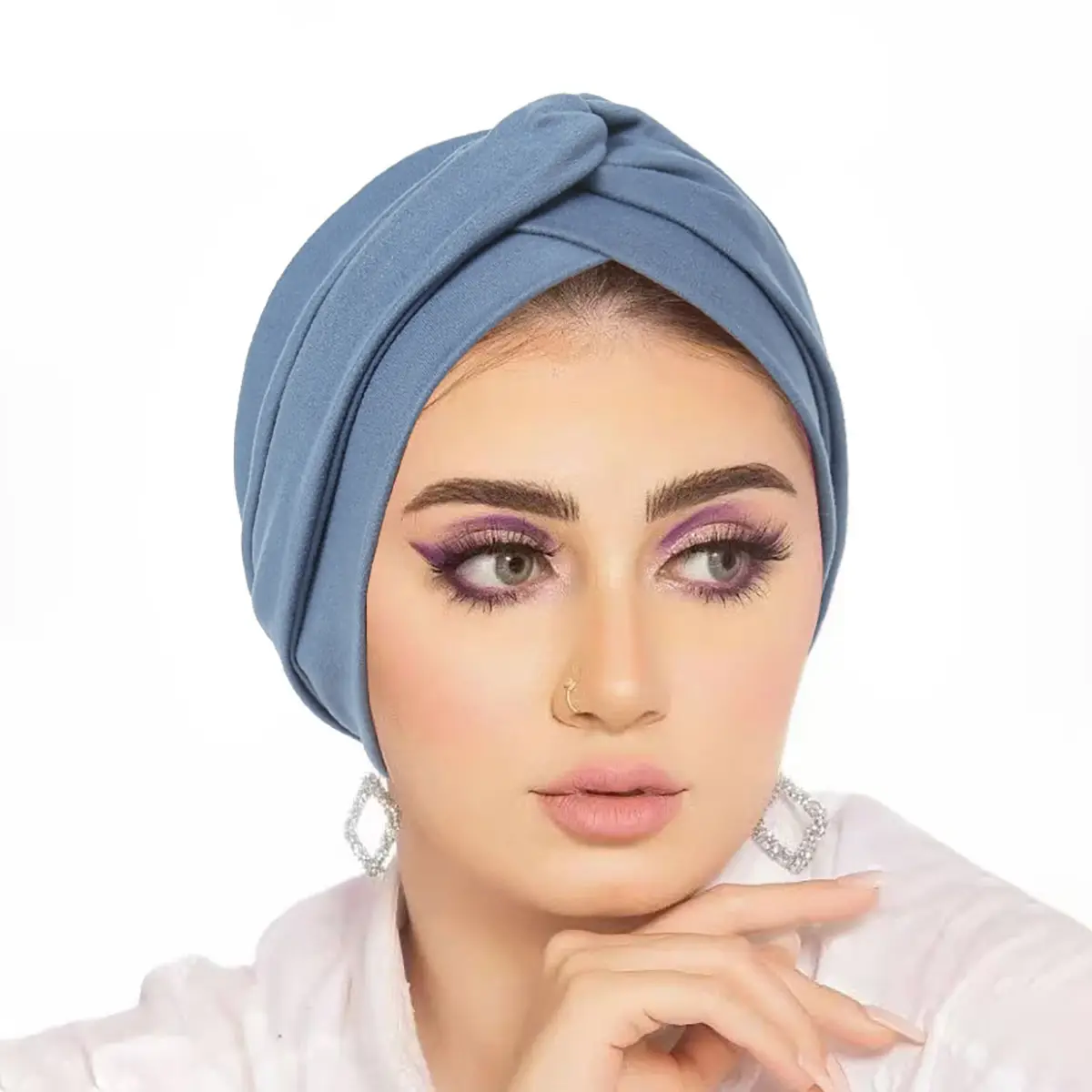 Black Cross-Bottom Muslim Cap with Pleated Design