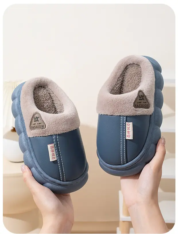New Autumn and Winter Cotton Slippers for Boys and Girls Stepping on Dung Feeling Thick Bottom Non-slip Indoor Home Winter fleece-lined Warm Cotton Slippers — feature 14