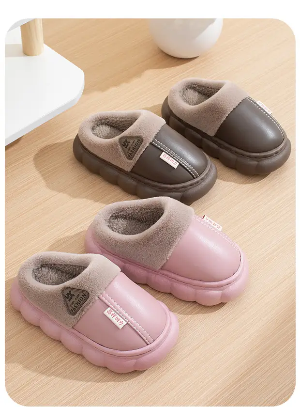 New Autumn and Winter Cotton Slippers for Boys and Girls Stepping on Dung Feeling Thick Bottom Non-slip Indoor Home Winter fleece-lined Warm Cotton Slippers — feature 3