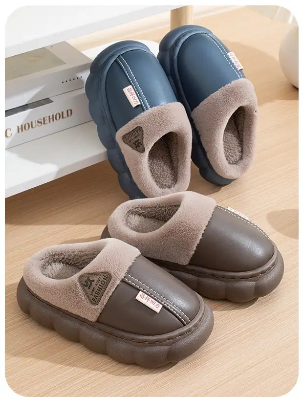 New Autumn and Winter Cotton Slippers for Boys and Girls Stepping on Dung Feeling Thick Bottom Non-slip Indoor Home Winter fleece-lined Warm Cotton Slippers — feature 4