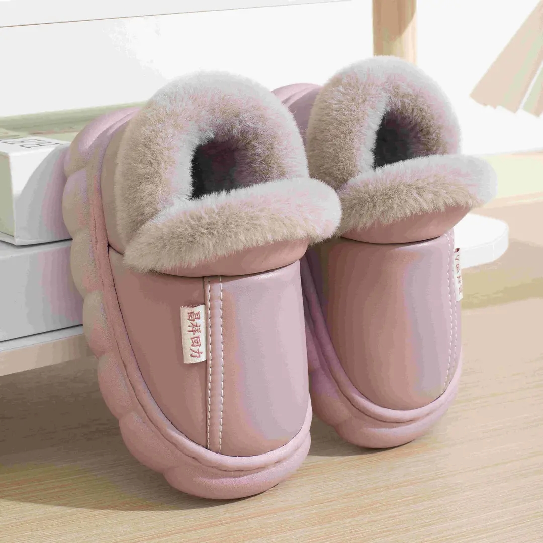 New Autumn and Winter Cotton Slippers for Boys and Girls Stepping on Dung Feeling Thick Bottom Non-slip Indoor Home Winter fleece-lined Warm Cotton Slippers