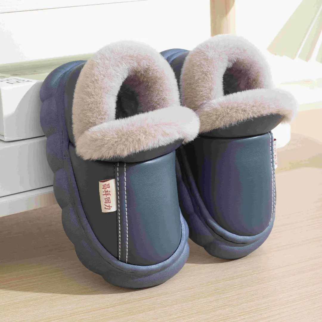New Autumn and Winter Cotton Slippers for Boys and Girls Stepping on Dung Feeling Thick Bottom Non-slip Indoor Home Winter fleece-lined Warm Cotton Slippers