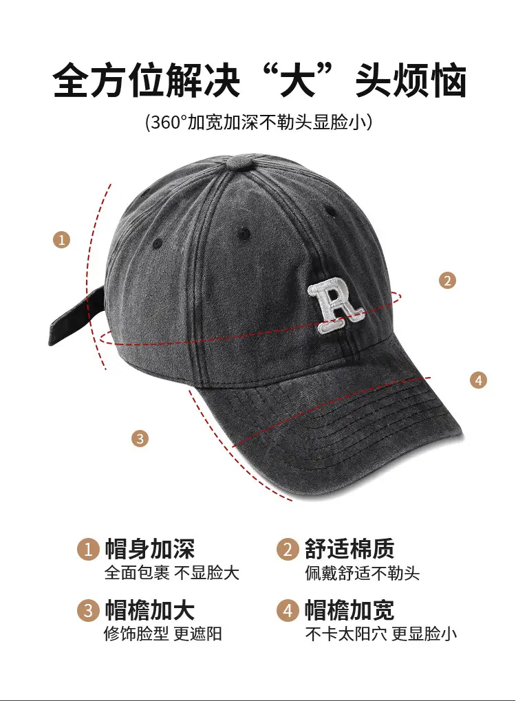 Gray "Andyou" Wash Denim Baseball Cap Women — feature 2