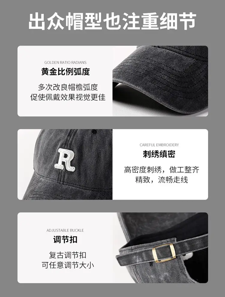 Gray "Andyou" Wash Denim Baseball Cap Women — feature 5