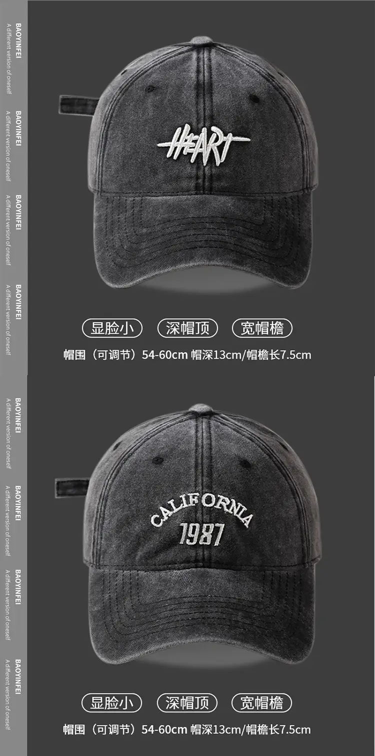 Gray "Andyou" Wash Denim Baseball Cap Women — feature 6