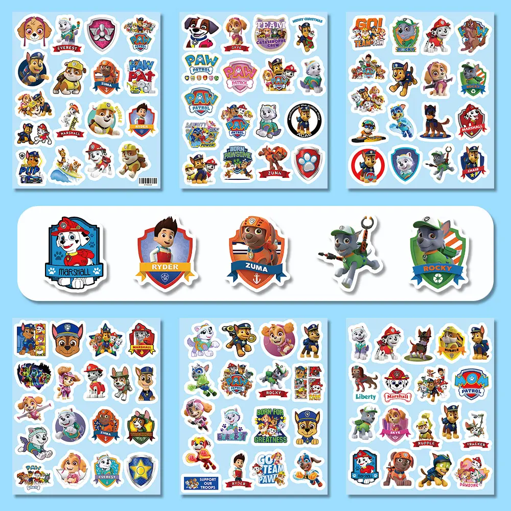 100 Cartoon Paw Patrol Doodle Stickers, Kidsren's Favorite Reward Notebook Stationery Box Stickers — feature 4