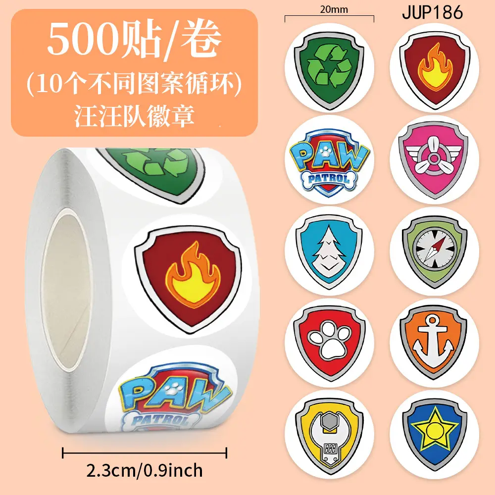100 Cartoon Paw Patrol Doodle Stickers, Kidsren's Favorite Reward Notebook Stationery Box Stickers