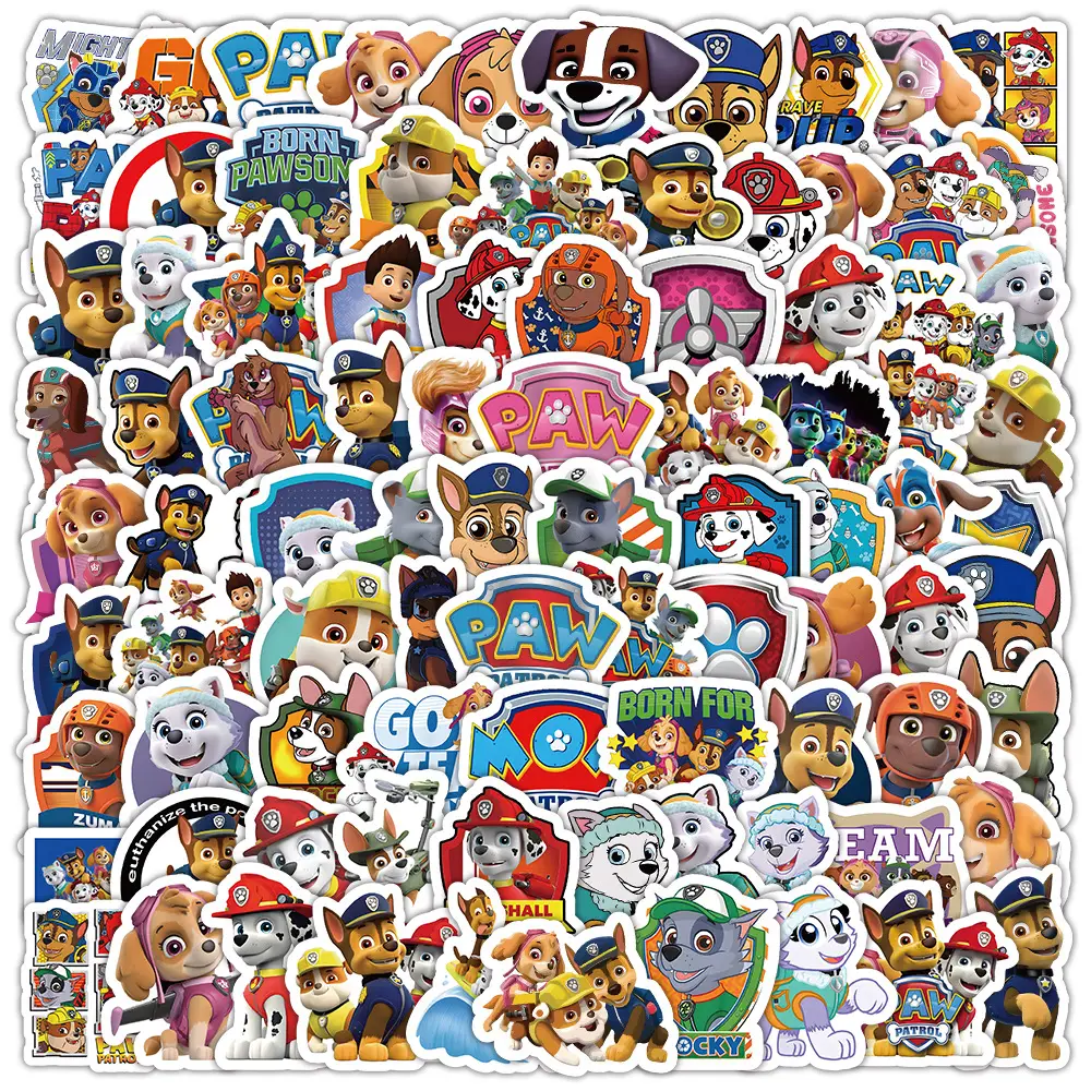 100 Cartoon Paw Patrol Doodle Stickers, Kidsren's Favorite Reward Notebook Stationery Box Stickers