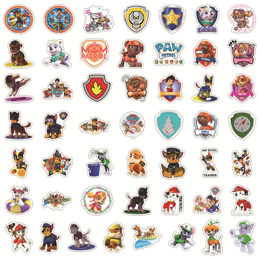 100 Cartoon Paw Patrol Doodle Stickers, Kidsren's Favorite Reward Notebook Stationery Box Stickers