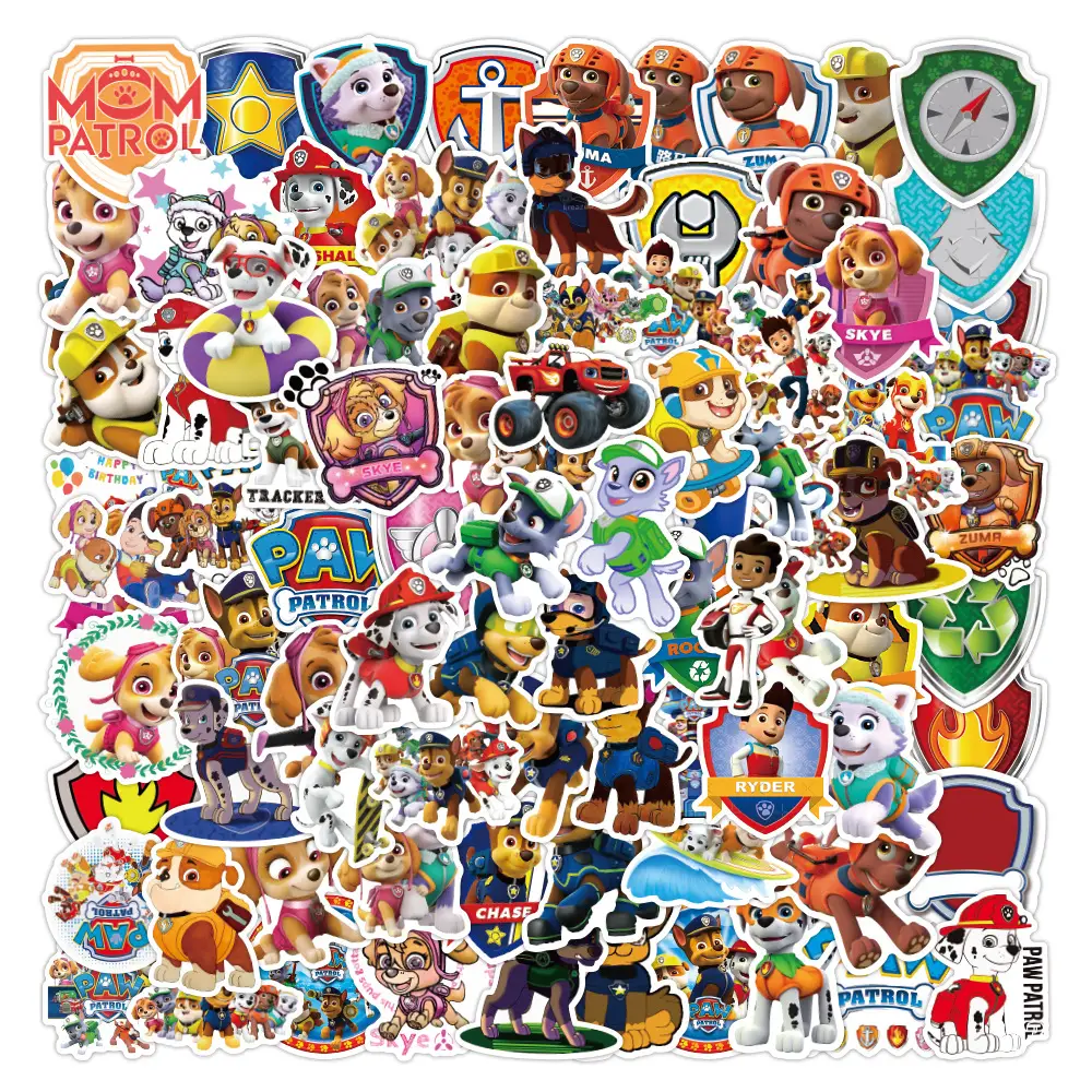 100 Cartoon Paw Patrol Doodle Stickers, Kidsren's Favorite Reward Notebook Stationery Box Stickers