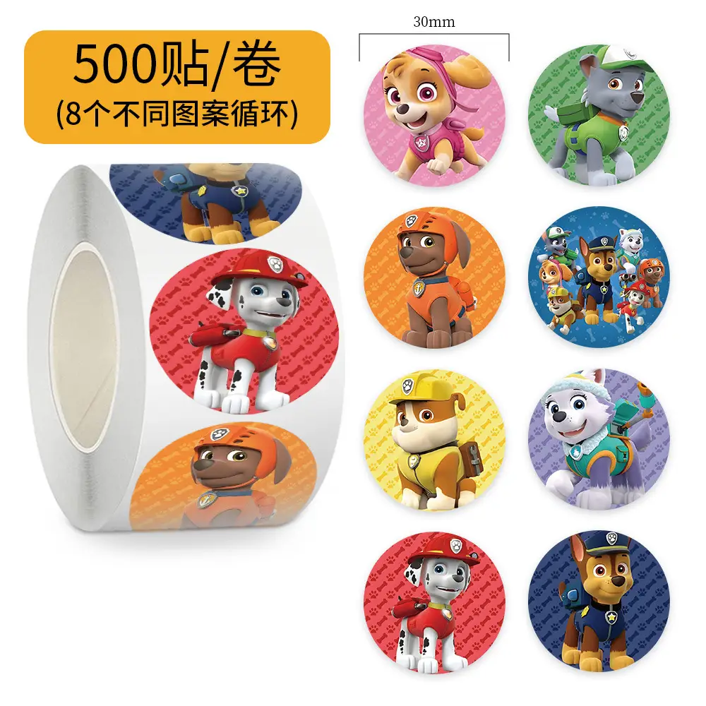 100 Cartoon Paw Patrol Doodle Stickers, Kidsren's Favorite Reward Notebook Stationery Box Stickers