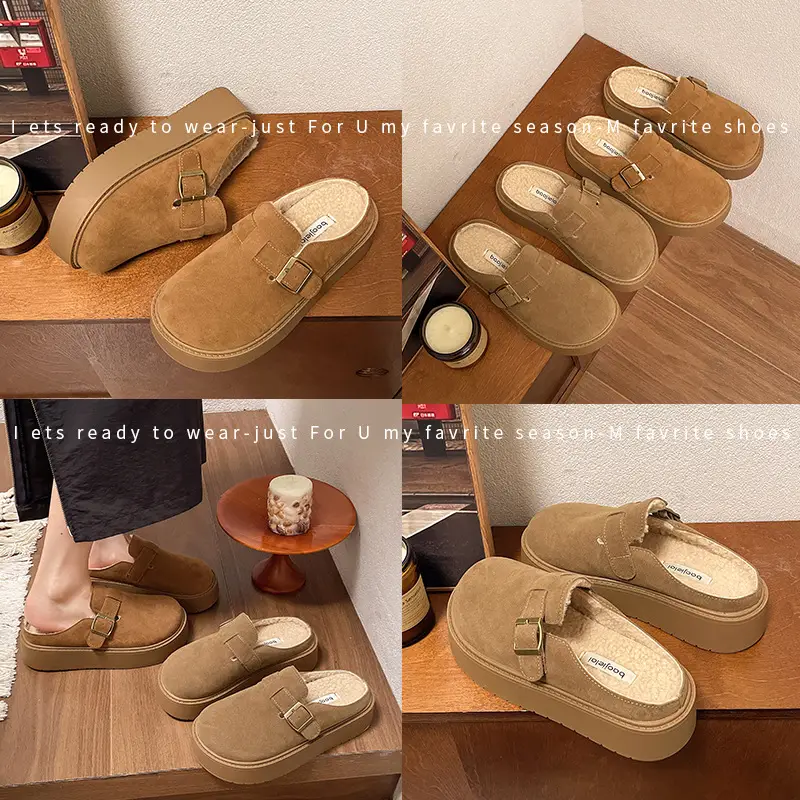 Women Furry Slippers Thick Sole Winter Autumn