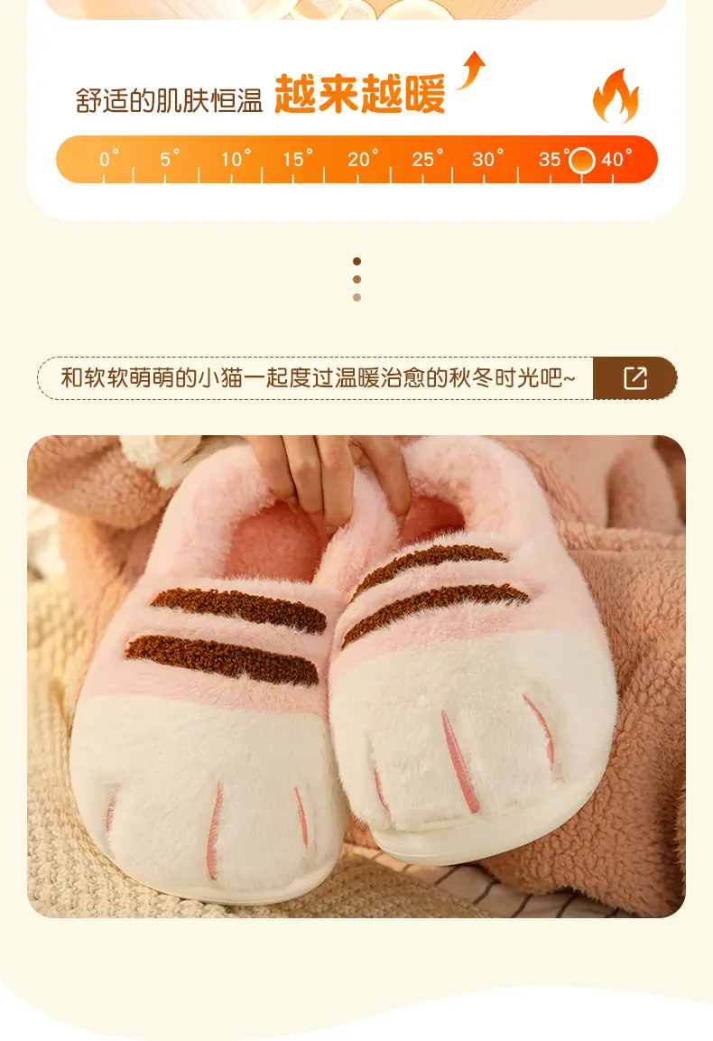 Qidan Shoe Factory Baotou Cotton Slippers Women's Winter Home Room Add Velvet Thickened Soft Bottom Warm Outer Wear Mao Mao Slippers — feature 5