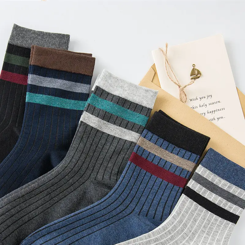 【5 Pairs】Autumn and Winter Cotton Socks for Men, Warm Casual Business Mid-High Tube Men's Socks, Sweat-Absorbent Thick Cotton Socks Wholesale