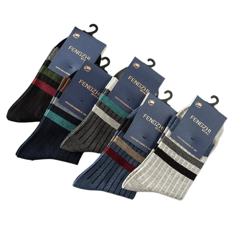 【5 Pairs】Autumn and Winter Cotton Socks for Men, Warm Casual Business Mid-High Tube Men's Socks, Sweat-Absorbent Thick Cotton Socks Wholesale