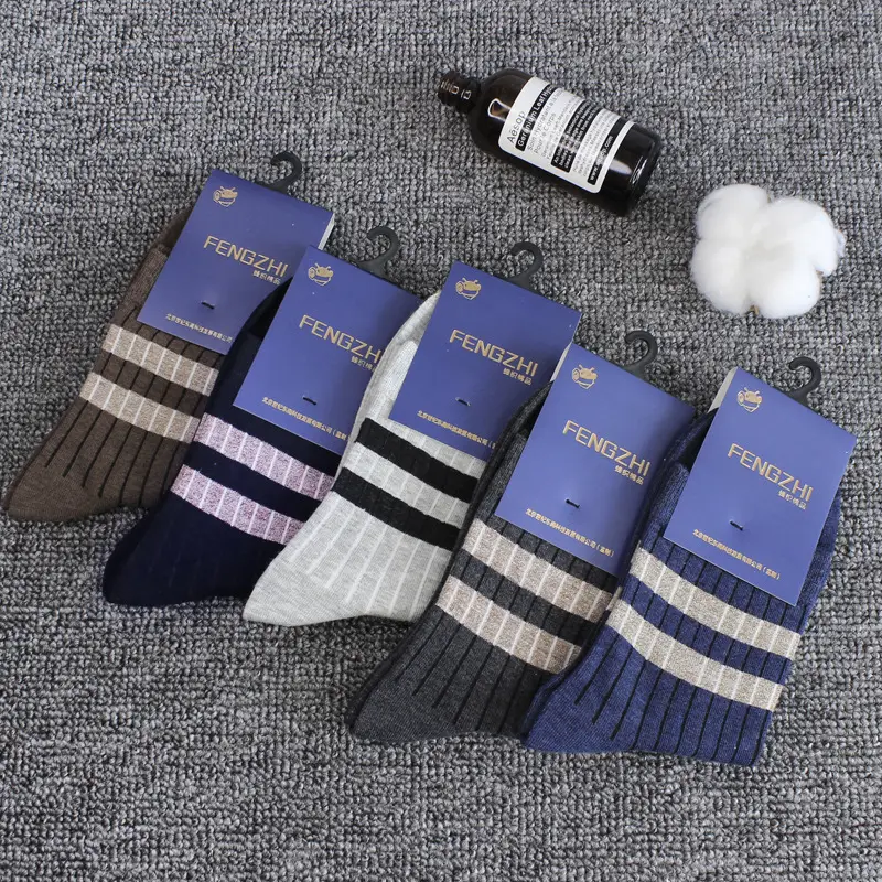 【5 Pairs】Autumn and Winter Cotton Socks for Men, Warm Casual Business Mid-High Tube Men's Socks, Sweat-Absorbent Thick Cotton Socks Wholesale