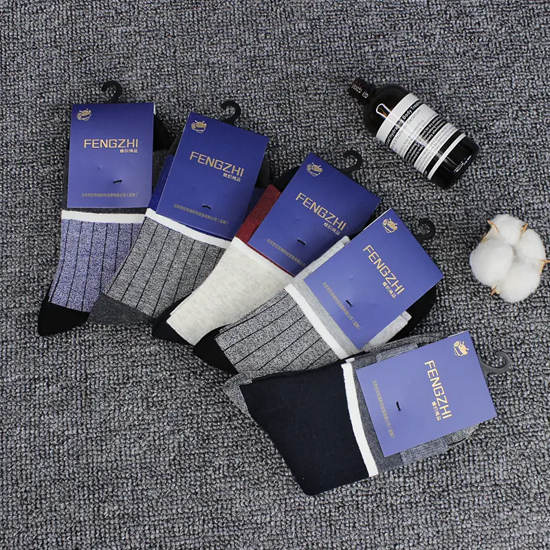【5 Pairs】Autumn and Winter Cotton Socks for Men, Warm Casual Business Mid-High Tube Men's Socks, Sweat-Absorbent Thick Cotton Socks Wholesale