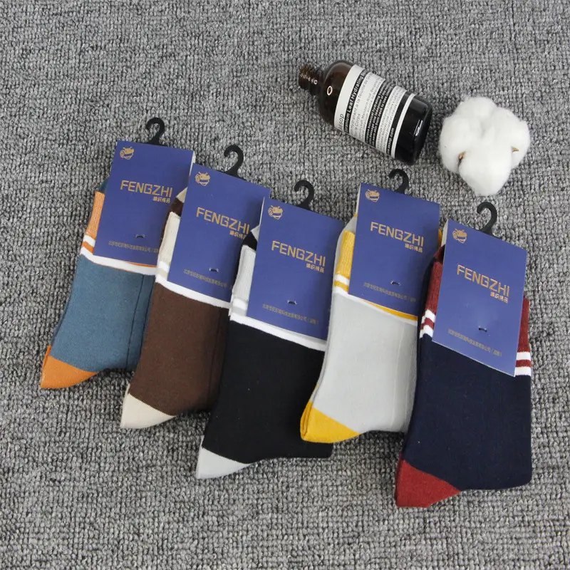 【5 Pairs】Autumn and Winter Cotton Socks for Men, Warm Casual Business Mid-High Tube Men's Socks, Sweat-Absorbent Thick Cotton Socks Wholesale