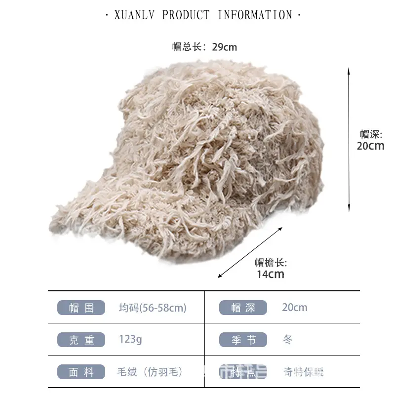 New Autumn Winter Imitation Fur Cap 29cm - Image 9