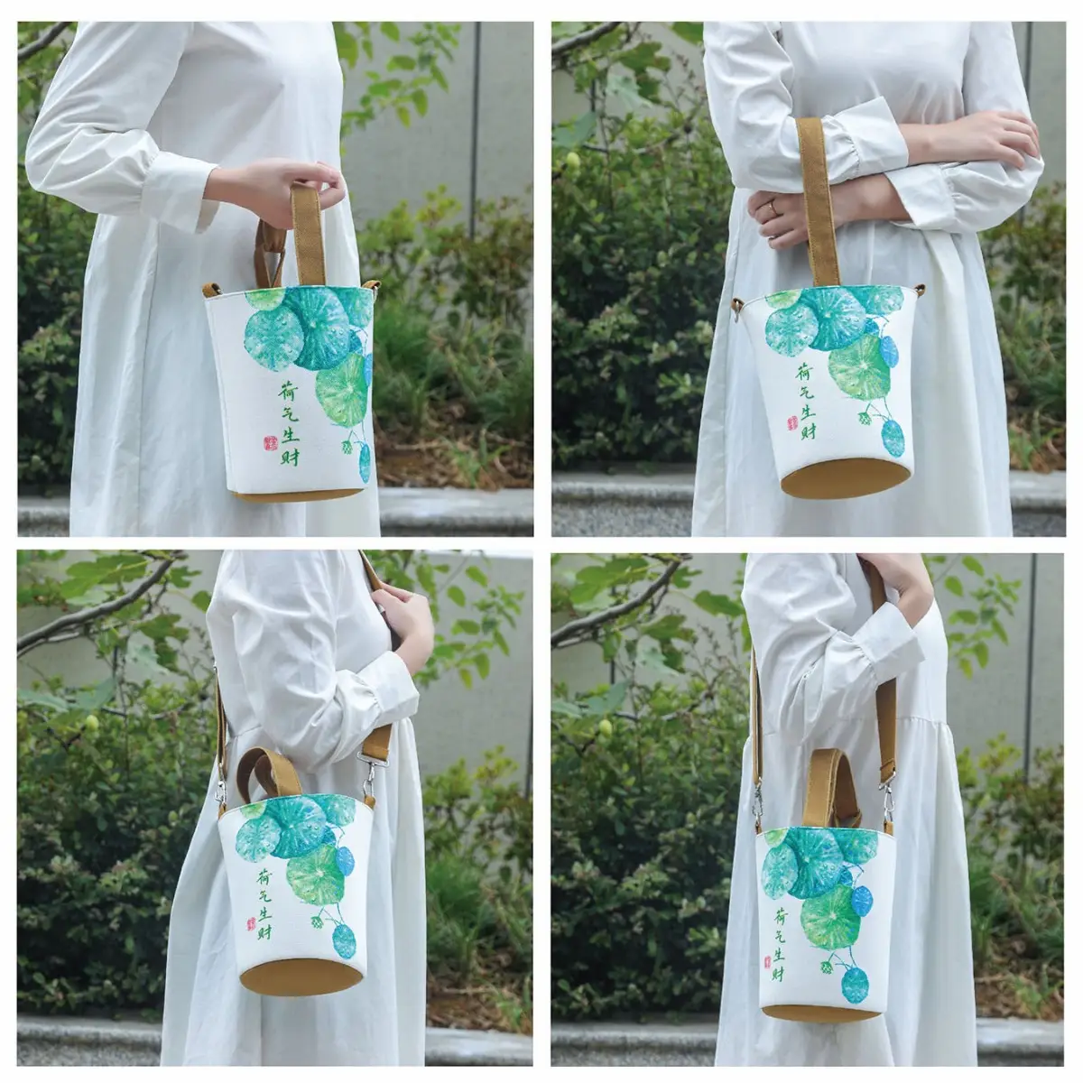 Women's Canvas Bucket Crossbody Bag for Wealth Attraction - Image 14