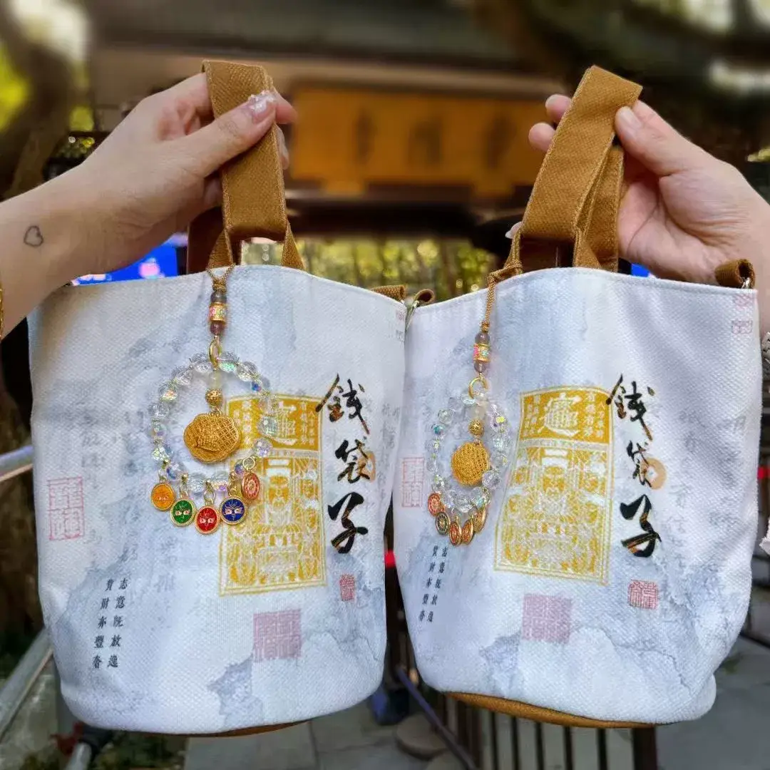 Women's Canvas Bucket Crossbody Bag for Wealth Attraction — feature 13