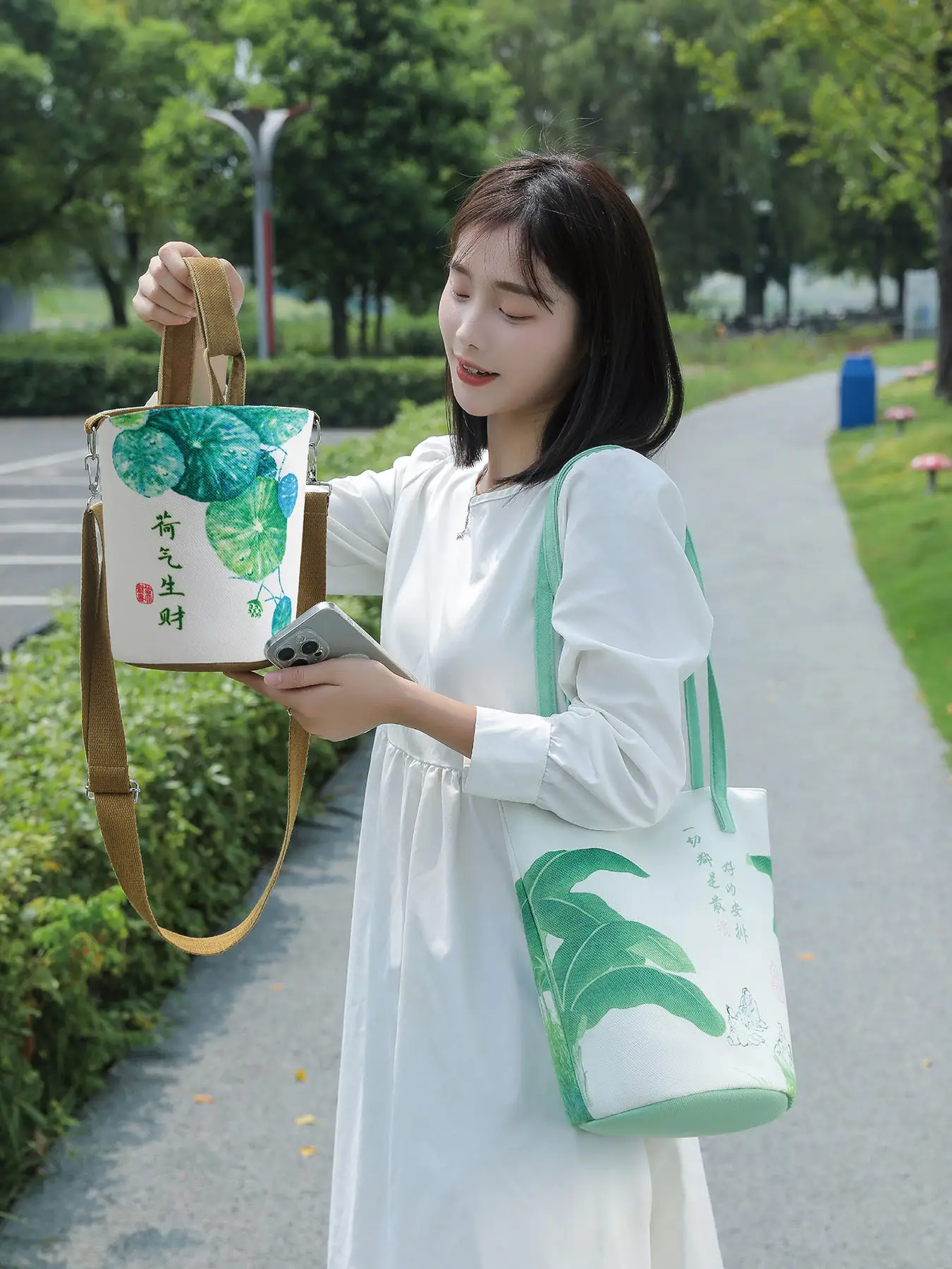 Women's Canvas Bucket Crossbody Bag for Wealth Attraction — feature 7