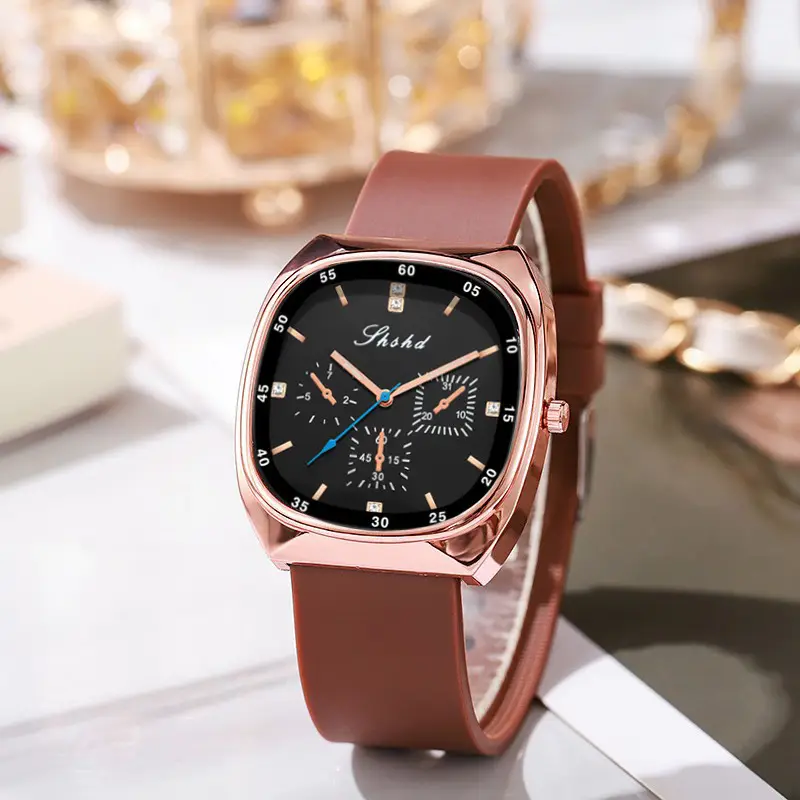 Rose Gold Multi Function Ladies Watch Green Strap