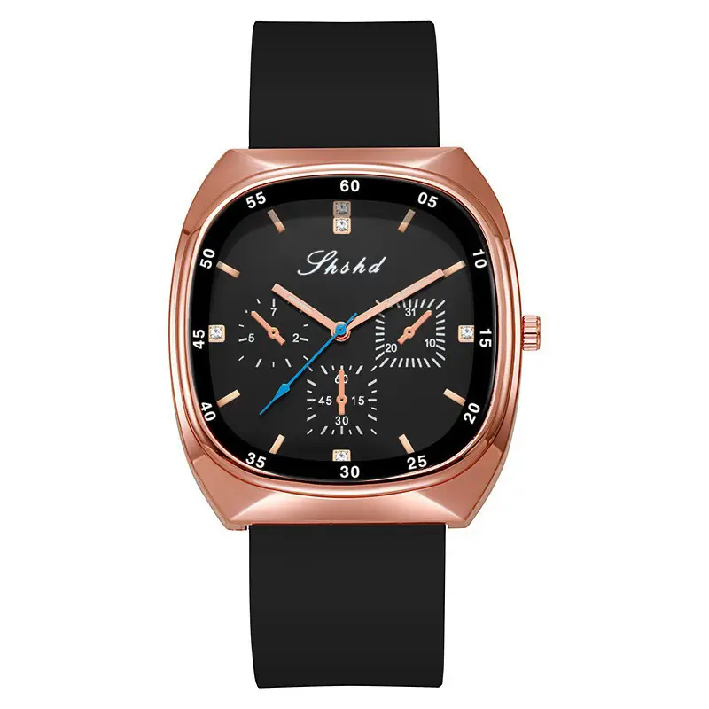 Rose Gold Multi Function Ladies Watch Green Strap