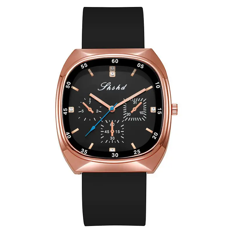 Rose Gold Multi Function Ladies Watch Green Strap — feature 1