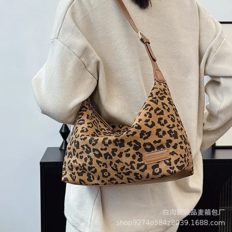 Vintage Leopard Print Crossbody Bag for Women